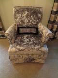 Upholstered side chair with accent pillow