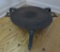 Two piece cast iron pot stand, tripod with handled tray