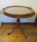 Glass tray top table, tripod legs, twisted center pedestal, 21 1/2
