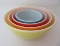 Pyrex kitchen bowl nest, fun colors, four bowls