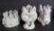 Three animal planters, frogs, rabbits and swans, white