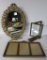 Large easel back dresser mirror and two period frames