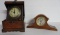 Two decorative clocks, miniature Seth Thomas mantle clock and clock in a box