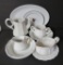 Ironstone lot, pitcher, bowls and platter, one Tea Leaf plate