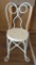Child size ice cream parlor chair, metal with wood seat, white, 21