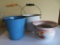 3 pieces of Enamelware lot, vintage and vintage inspired