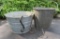 Two galvanized buckets and pail with 3 hooks