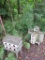 Two wooden wren houses and weathered bird house