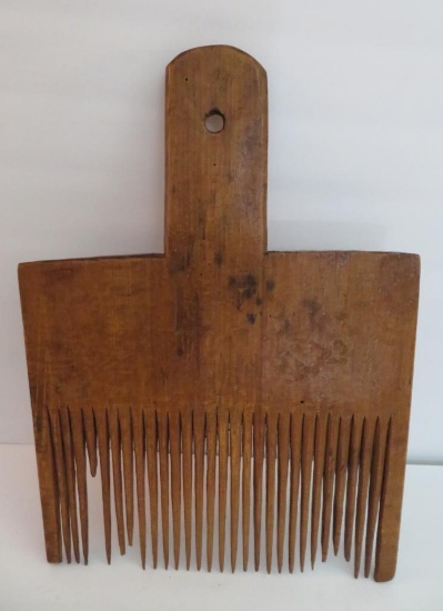 Large wood flax comb, 17" x 13"