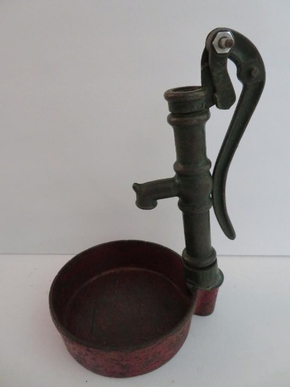 Miniature Cast metal pump and basin, 8"