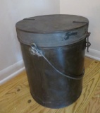 Large galvanized covered container, heavy gauge, 15 1/2