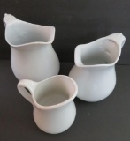 Three ironstone pitcher creamers, 5 1/2