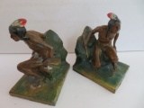 Native American scouting brave metal bookends, 7