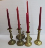 Six brass candlesticks, 6 1/2