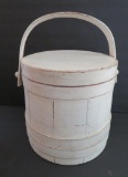 White painted wooden firkin, 10