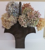 Metal decorative basket and dried hydrangea flowers, 18