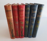 Six Elsie Books, by Martha Finley, red and blue covers, c late 1800's
