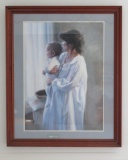 Mother and Child framed print, signed, 27
