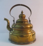 Primitive tea kettle, copper and brass, 12