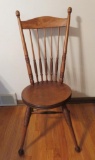Unusual round seat chair, spindle back