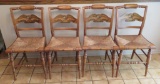 Four vintage Hitchcock chairs with eagles and rush seats