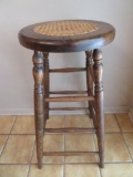Round Cane seat stool, 28 1/2