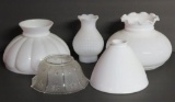 Five vintage table lamp shades