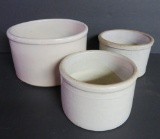 Three stoneware butter crocks, 5