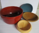 Four wooden bowls, painted,decorative