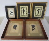 Five framed silhouettes