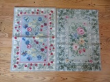 Two floral hook rugs, 24