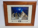 Midnight Choir print, framed and matted with buffalo head nickel by David Behrens, Wolf print