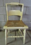 Rush seat side chair, ivory paint
