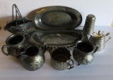 Large lot of decorative silver plate table service pieces, 3