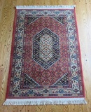 Oriental 100% wool rug, rose and blue colors, 5'9