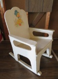 Cute little child's rocker, painted white with Duck decal