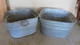 Two square galvanized tubs, 19