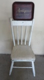 Vintage wooden side chair and vintage inspired antique tray, 11