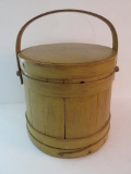 Mustard colored painted wooden firkin, 10