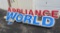 Large Appliance World sign, 12' long World and 16' 3