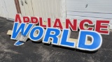 Large Appliance World sign, 12' long World and 16' 3