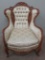 Beautiful Carved Cherub and dove Wing Back Upholstered chairs