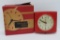 Red General Electric Telechron clock with box, working, Model 2H22, 7