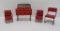 Wooden MCM style doll house furniture, Strombecker or Miniaform, 4 pieces