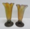 Two art glass aurene style vases, retro