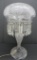 Brilliant American cut glass mushroom shade crystal table lamp with prisms