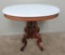 Walnut Oval Marble Top Parlor Table