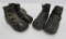 Two pair of childrens black leather button shoes