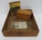 Wooden Jello box, sewing box,and Mentholatum advertising