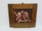 Interesting framed print, woman semi nude with lion, 15 1/2